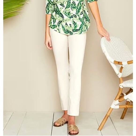 J. McLaughlin Masie Slim tapered Leg Stretch Pull-On Pants Size 12 Ivory Stone - Picture 1 of 9